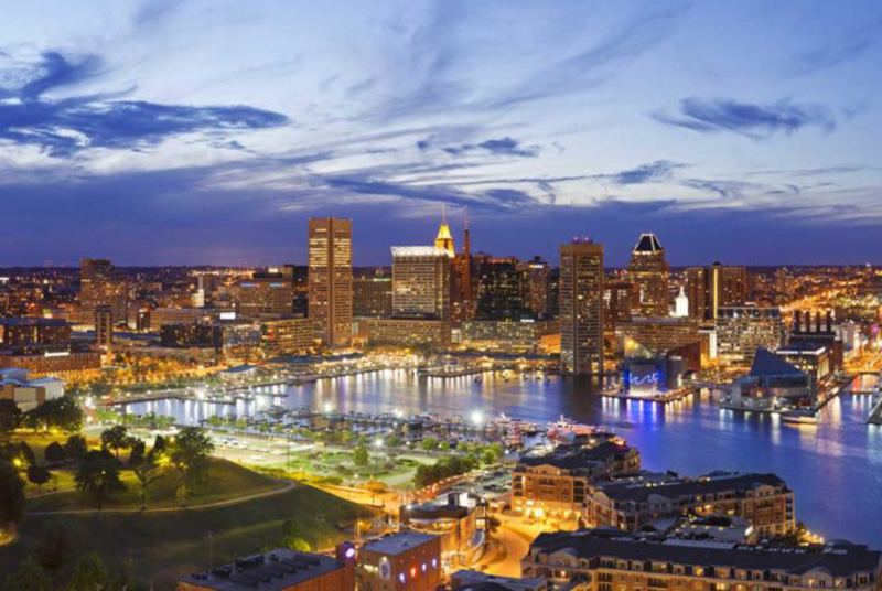 Baltimore skyline image on Nemphos Braue's website