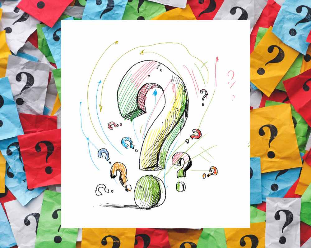 Graphic image of multiple question marks on Nemphos Braue's website
