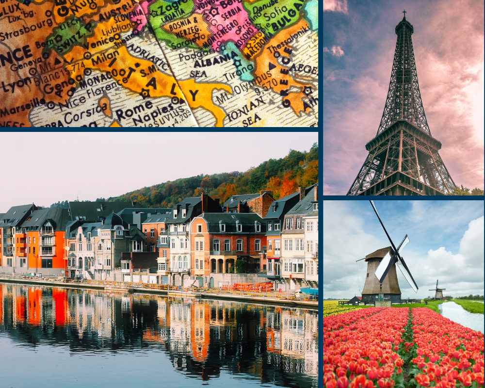 Collage of images illustrating various parts of Europe