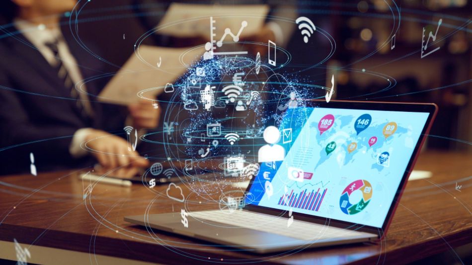 Graphic image illustrating technology and connectivity