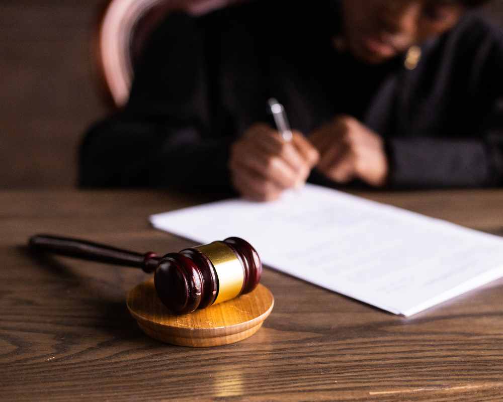 Image of a gavel on a desk