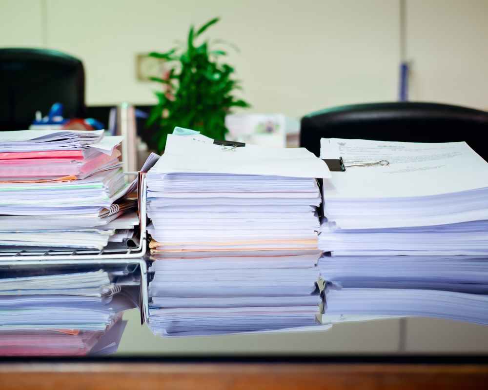 Image of various stacks of documents